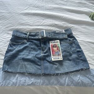 Rewash Women's Distressed Blue Mini Skirt